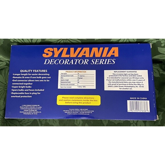 Sylvania 25’ Halloween Christmas Lights Set C7 Transparent Purple 25 Count - Picture 2 of 3